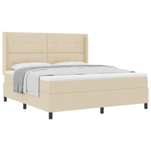 vidaXL Lit à ressorts avec matelas Crème 200 x 180 cm tissu