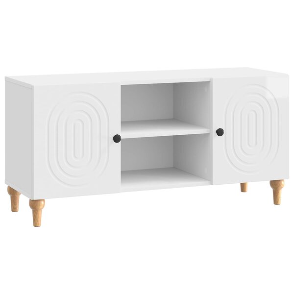 vidaXL Meuble TV Blanc brillant 102 x 34 5 x 50 cm Bois d'ingénierie