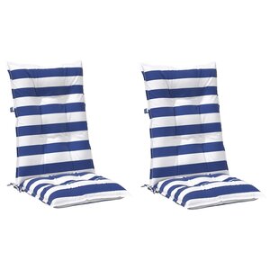 vidaXL Coussin d'extérieur 2 pc Tissu Bleu et Blanc 120 x 50 x 7 cm