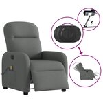 vidaXL Fauteuil inclinable de massage électrique gris foncé tissu