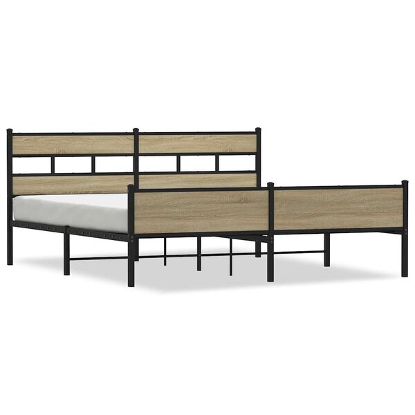 vidaXL Cadre de lit en métal sans matelas chêne sonoma 180x200 cm