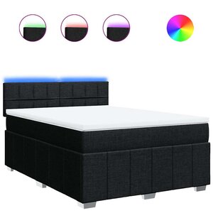 vidaXL Sommier à lattes de lit avec matelas Noir 140x190 cm Tissu