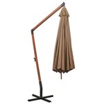 vidaXL Parasol de jardin suspendu avec mât taupe bois de sapin massif