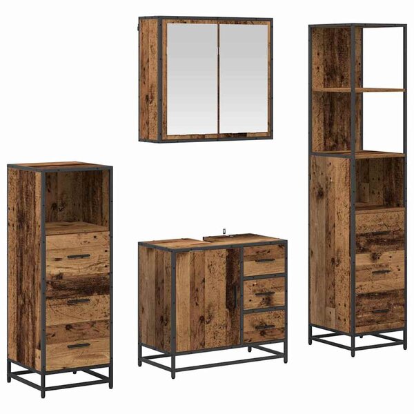 vidaXL Ensemble de mobilier de salle de bain 4 Pièces Bois Ancien