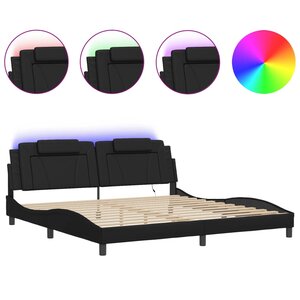 vidaXL Cadre de lit Viana avec LED sans matelas noir 200x200 cm