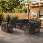 vidaXL Ensemble de canapé de jardin 13 pc Gris et Gris foncé polyrotin