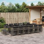 vidaXL Ensemble à manger de jardin 17 Pièces et coussins résine tressée