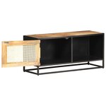 vidaXL Meuble TV 90x30x40 cm Bois de manguier brut et canne naturelle