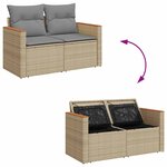vidaXL Salon de jardin avec coussins 9 Pièces beige résine tressée acacia