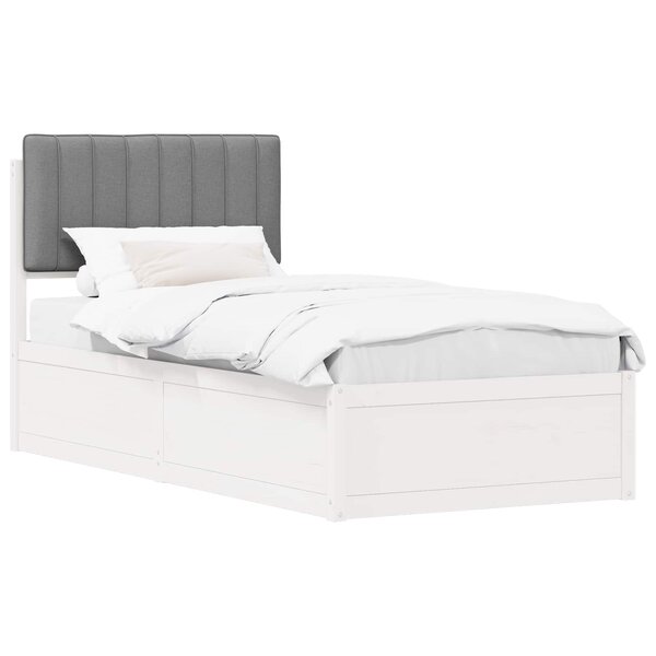 vidaXL Cadre de lit avec tête de lit rembourrée Gris clair 90 x 190 cm