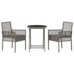 vidaXL Ensemble bistro de jardin 3 Pièces Gris Poly rotin