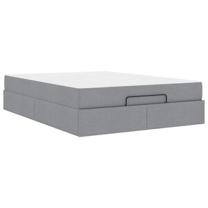 vidaXL Cadre de lit avec matelas Gris clair 140 x 190 cm tissu