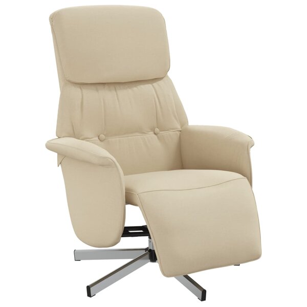 vidaXL Fauteuil inclinable avec repose-pied crème tissu