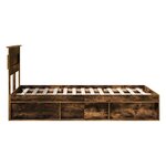 vidaXL Cadre de lit Chêne fumé 135 x 190 cm Bois de pin massif