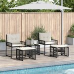 vidaXL Ensemble de meubles d'extérieur 5 Pièces Noir et Blanc