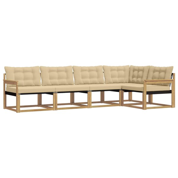 vidaXL Ensemble de canapés d'extérieur 5 Pièces Blanc et Beige