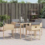 vidaXL Chaises de jardin avec coussins lot de 4 mélange beige