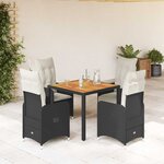 vidaXL Ensemble de bistro de jardin 5 Pièces coussins noir poly rotin