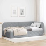 vidaXL Cadre de lit d'angle Gris clair 90 x 190 cm tissu