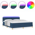 vidaXL Lit à ressorts avec matelas et LED bleu 180x200 cm tissu