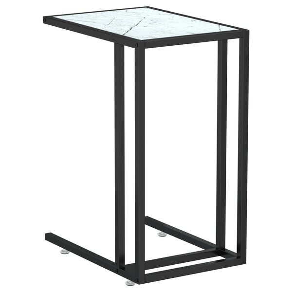 vidaXL Table d'appoint ordinateur Marbre blanc 50x35x65cm Verre trempé
