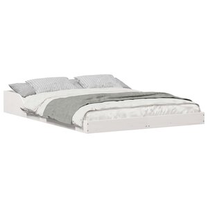 vidaXL Cadre de lit Blanc 135 x 190 cm Pin massif