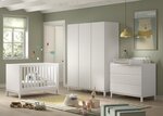 Ensemble Chambre eva lit bébé 60x120 + commode + plan à langer + armoire 3 portes blanc