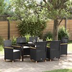 vidaXL Ensemble de salle à manger pour jardin 7 Pièces Noir polyrotin