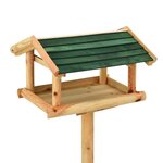 vidaXL Mangeoire à oiseaux et support 37x28x100cm Bois de sapin massif