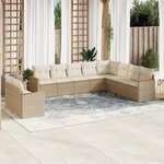 vidaXL Salon de jardin avec coussins 10 Pièces beige résine tressée
