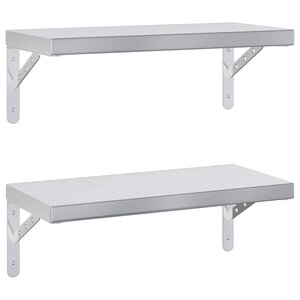 vidaXL Étagères murales 2 Pièces 50x23 5 cm argenté acier inoxydable