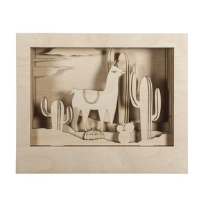 Kit bois cadre à motif 3D Lama  FSC 100  nature  24x20x6 9cm  10 pièces  boîte 1kit