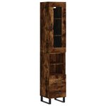 vidaXL Buffet haut Chêne fumé 34 5x34x180 cm Bois d'ingénierie