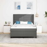 vidaXL Lit à ressorts avec matelas Gris foncé 160 x 200 cm tissu