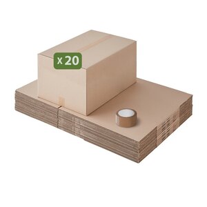 Pack and Move - Lot 20 cartons déménagement seconde main - 57 x 39 x 34 cm - Cartons réemployés - Seconde vie - 1 adhésif offert