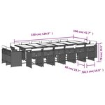 vidaXL Ensemble à manger de jardin 17 Pièces coussins noir résine tressée