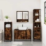 vidaXL Ensemble de meubles de salle de bain 3 Pièces Chêne fumé