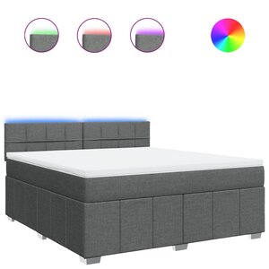 vidaXL Sommier à lattes de lit avec matelas Gris foncé 180x200cm Tissu