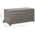 vidaXL Boîte de rangement de jardin gris clair 120x65x61 cm rotin