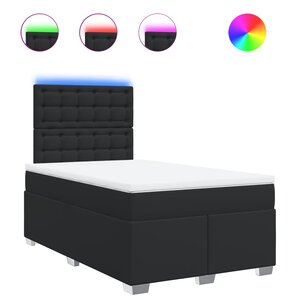 vidaXL Sommier à lattes de lit avec matelas noir 120x190 cm similicuir