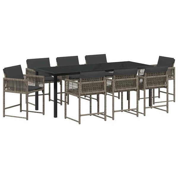 vidaXL Ensemble de salle à manger pour jardin 9 Pièces Gris polyrotin