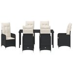 vidaXL Set de repas de jardin 7 pièces avec coussins en rotin noir