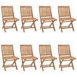 vidaXL Chaises pliables de jardin avec coussins 8 Pièces Teck solide
