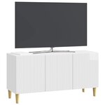 vidaXL Meuble TV 99 x 34 5 x 50 cm Blanc brillant Bois d'ingénierie