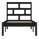 vidaXL Cadre de lit Noir 75x190 cm Petit simple Bois massif