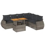 vidaXL Salon de jardin avec coussins 7 Pièces gris résine tressée
