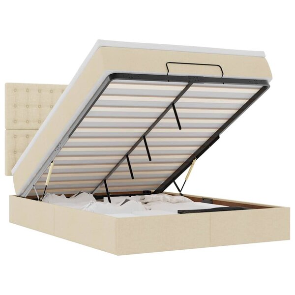 VidaXL Cadre de lit ottoman avec matelas crème 140x200 cm tissu