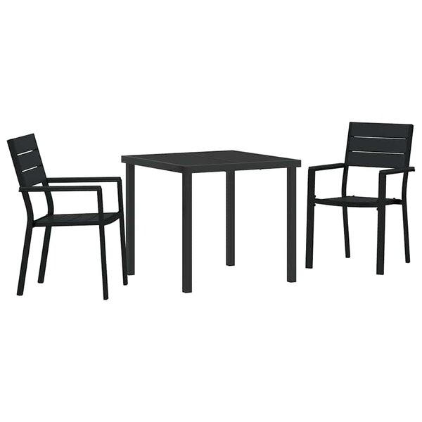 vidaXL Ensemble de salle à manger pour jardin 3 Pièces Noir