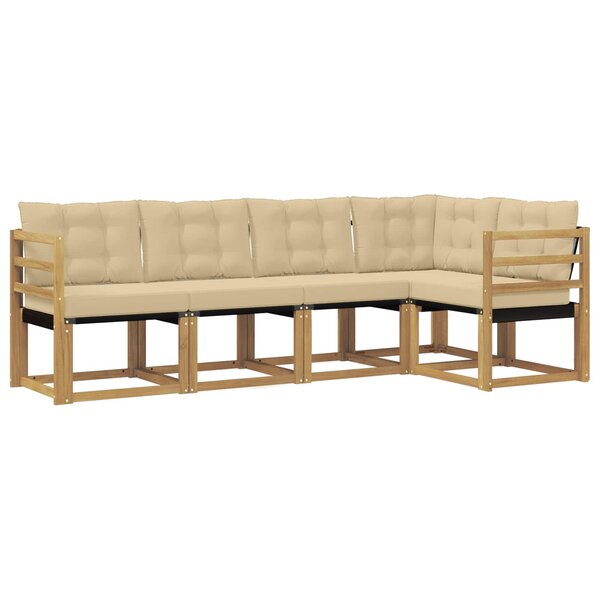 vidaXL Ensemble de canapés d'extérieur 5 pc Blanc et Beige