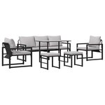 vidaXL Ensemble de canapé de jardin 6 Pièces Noir Acier